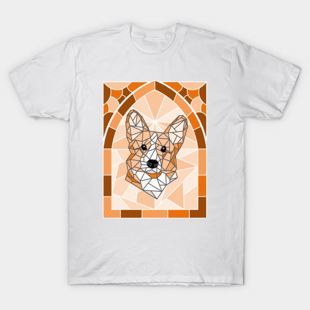 Stained Glass Fawn Corgi T-Shirt by inotyler